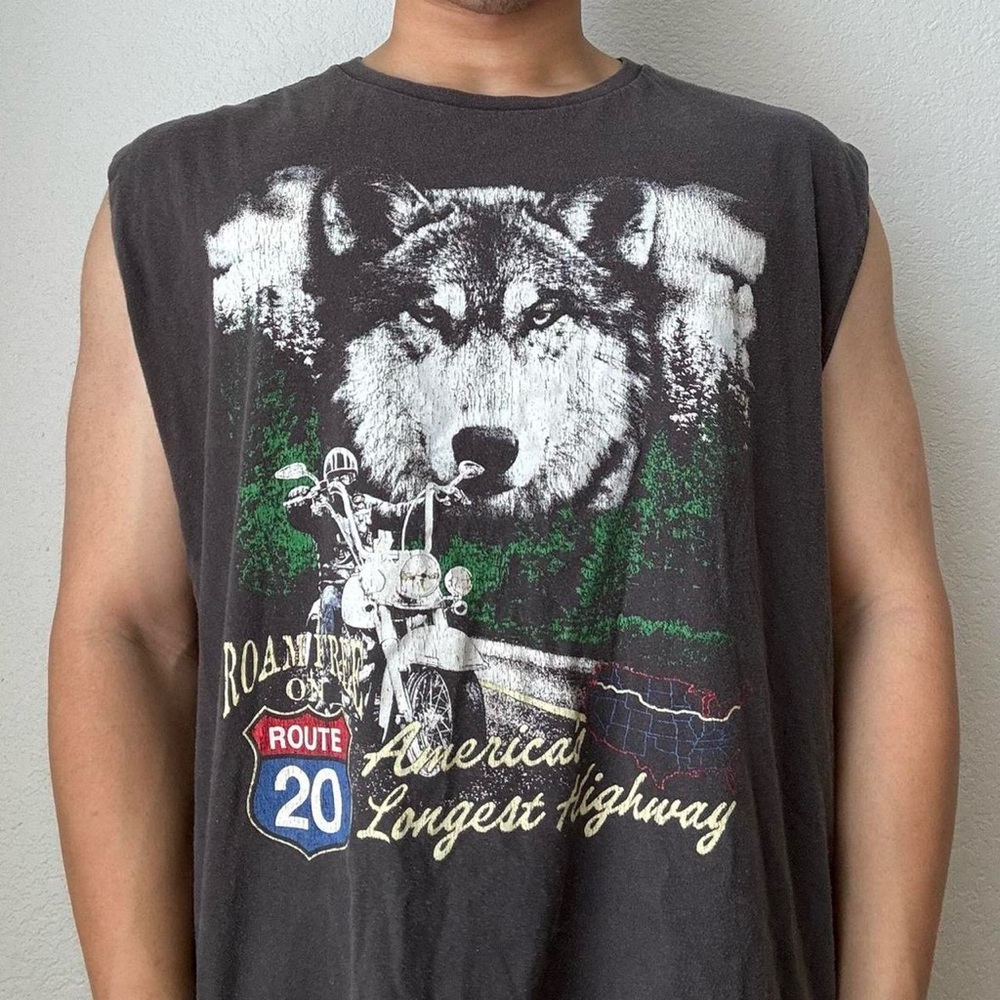 Roam Free Motorcycle AOP Graphics Gray Sleeveless Men's Shirt
